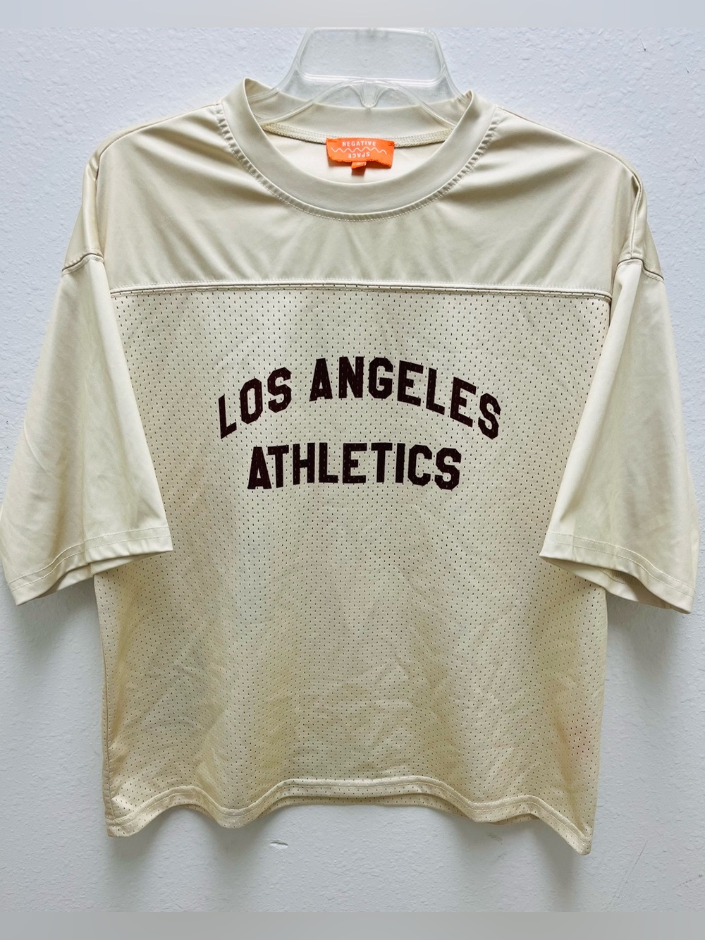 Los Angeles Athletics Cream Mesh Maroon Letter Athletic Jersey Women’s Size S